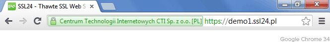 Zielony pasek adresu Google Chrome