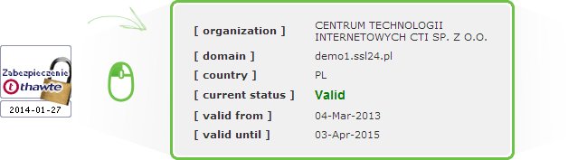 Thawte Trusted Site Seal- certyfikaty OV i EV
